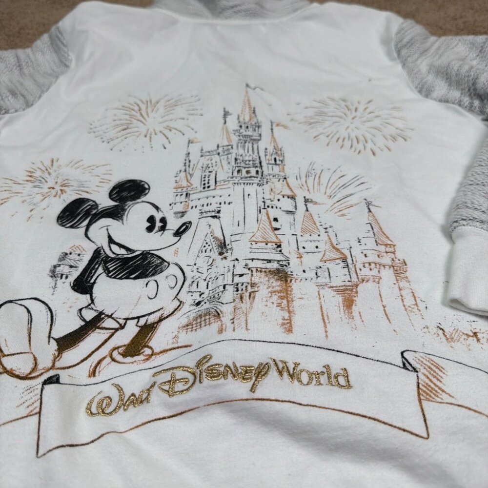 Disney Parks Jacket Adult XL White Castle Fireworks Mickey Mouse Hoodie Full Zip - Picture 9 of 10